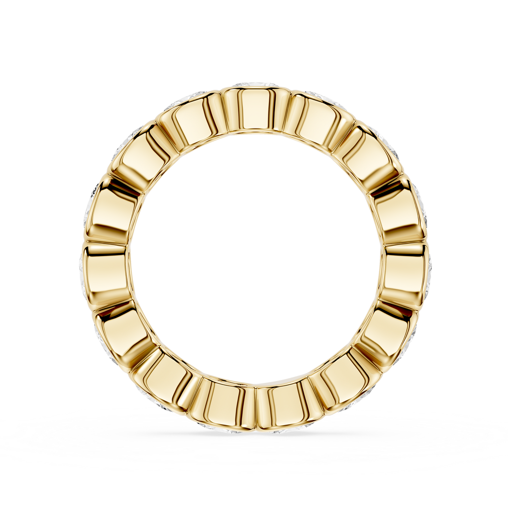 A gold-plated segmented ring with a textured, fluted outer edge, shown on a clean white background.