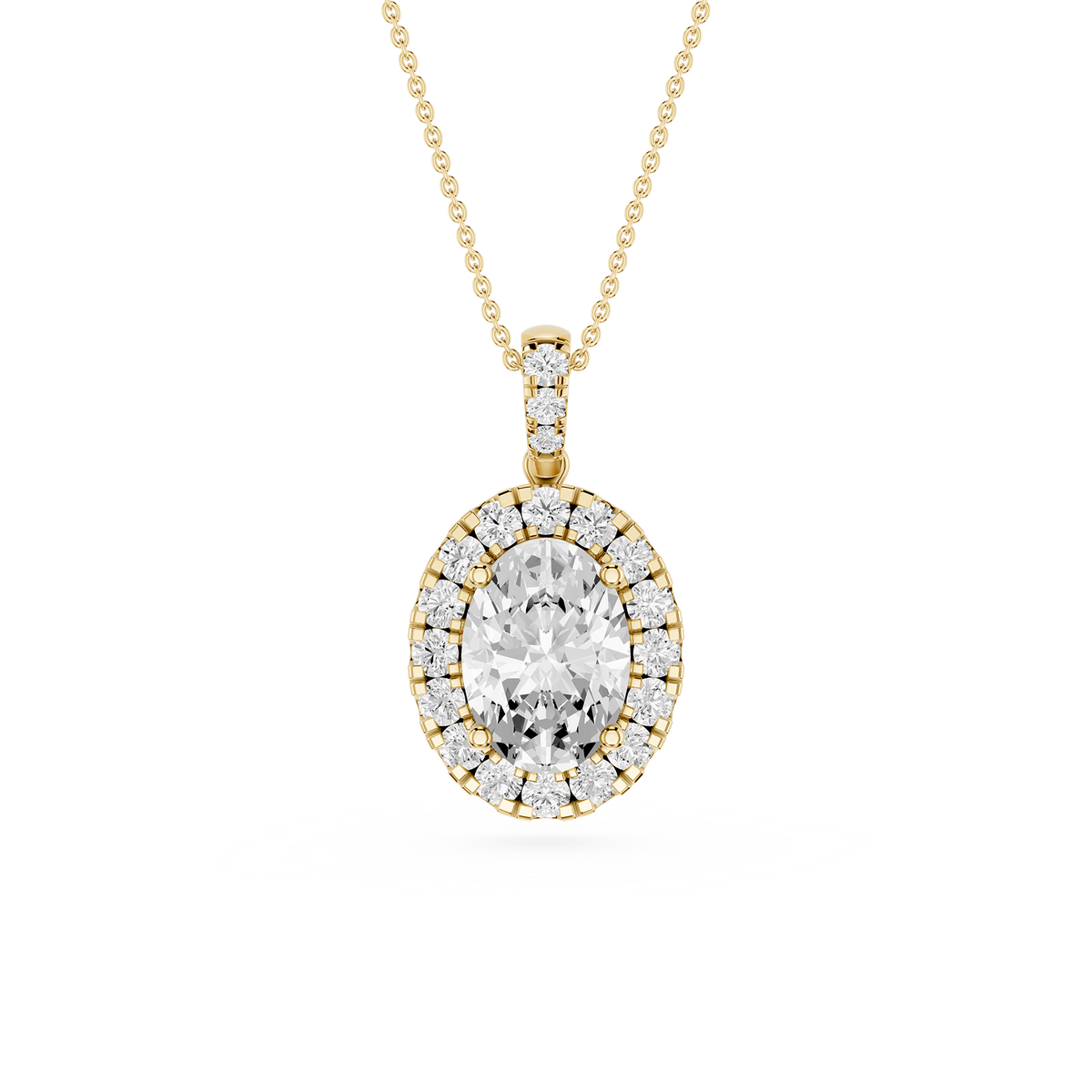 Oval Cut Lab Grown Diamond 4 Prong Setting Solitaire Pendant