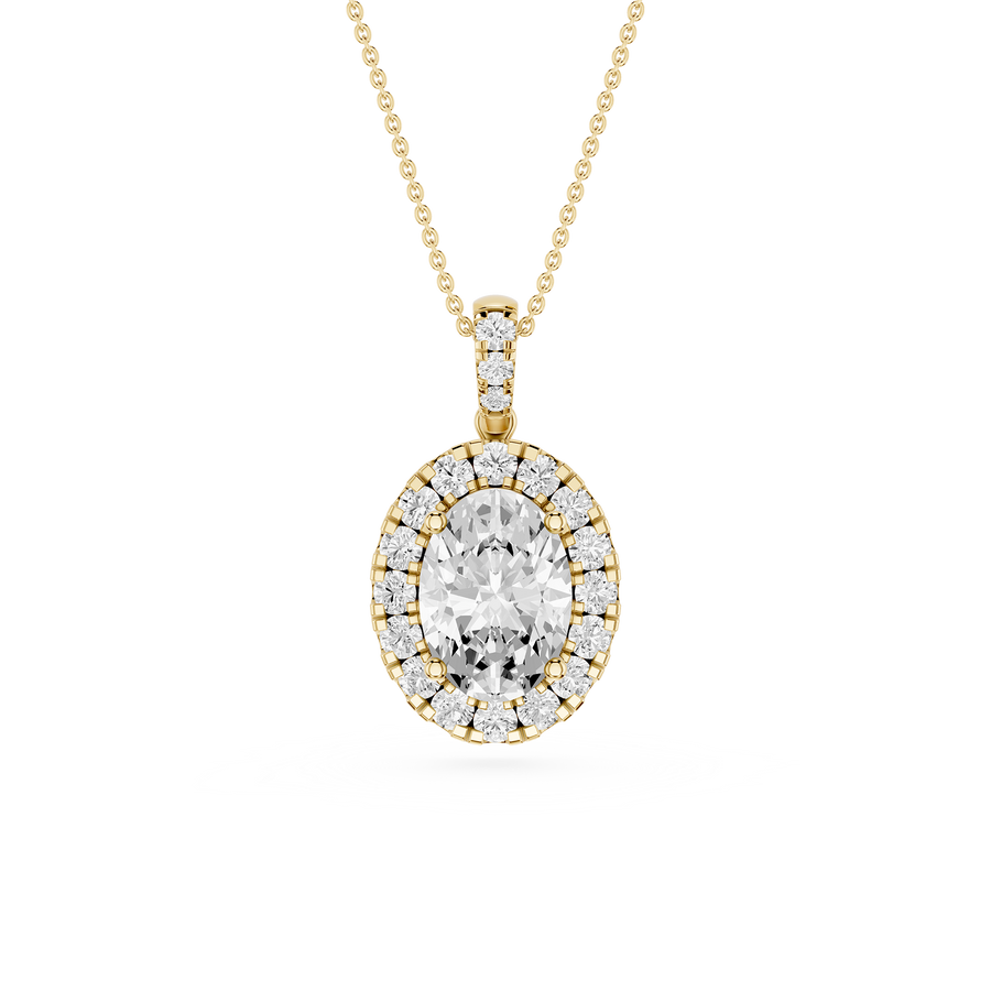 Oval Cut Lab Grown Diamond 4 Prong Setting Solitaire Pendant