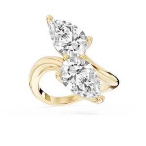 2 Carat Pear Cut Lab Grown Diamond Toi et Moi Engagement Ring