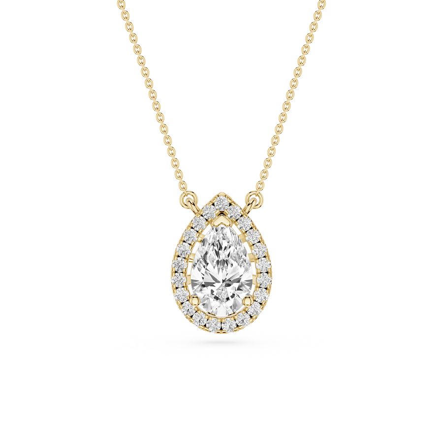 Pear Shaped Lab Grown Diamond Halo Setting Vintage Pendant