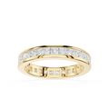 Gold ring with diamond accents on a white background