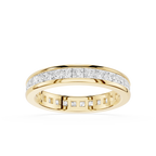 Gold ring with diamond accents on a white background