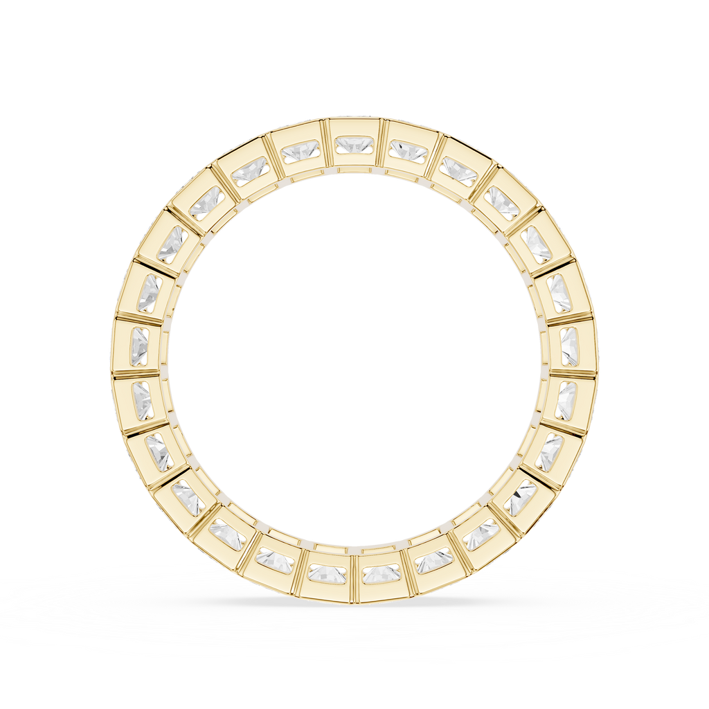White Background Back View Of Radiant Cut Lab Grown Diamond Full Eternity Band