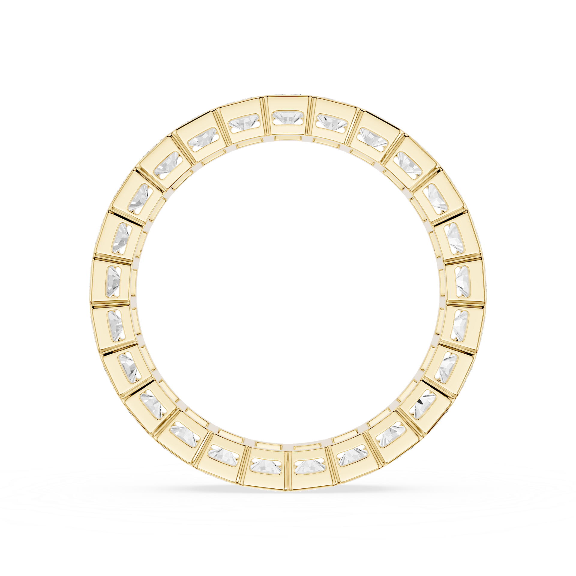 White Background Back View Of Radiant Cut Lab Grown Diamond Full Eternity Band