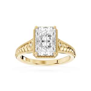 Radiant Cut Lab Grown Diamond Vintage Filigree Engagement Ring