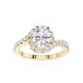 Yellow Gold Round Cut Halo Lab Grown Diamond Bypass Engagement Ring