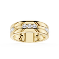Front View Of Yellow Gold Round Cut Lab Grown Diamond Flush Set Men’s Wedding Band