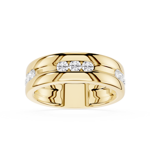 Round Cut Lab Grown Diamond Flush Set Men’s Wedding Band