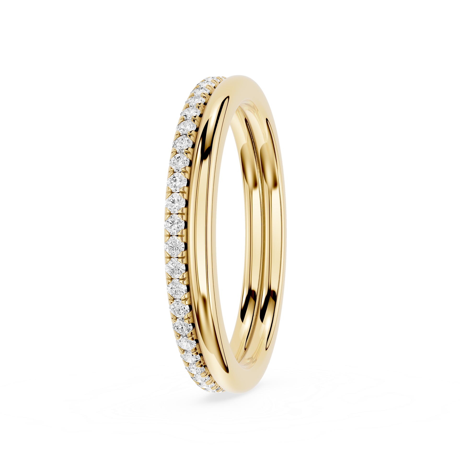 White Background in Round Cut Lab Grown Diamond Half Eternity Ring