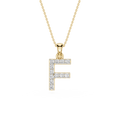Yellow Gold Round Cut Lab Grown Diamond Letter F Initial Pendant