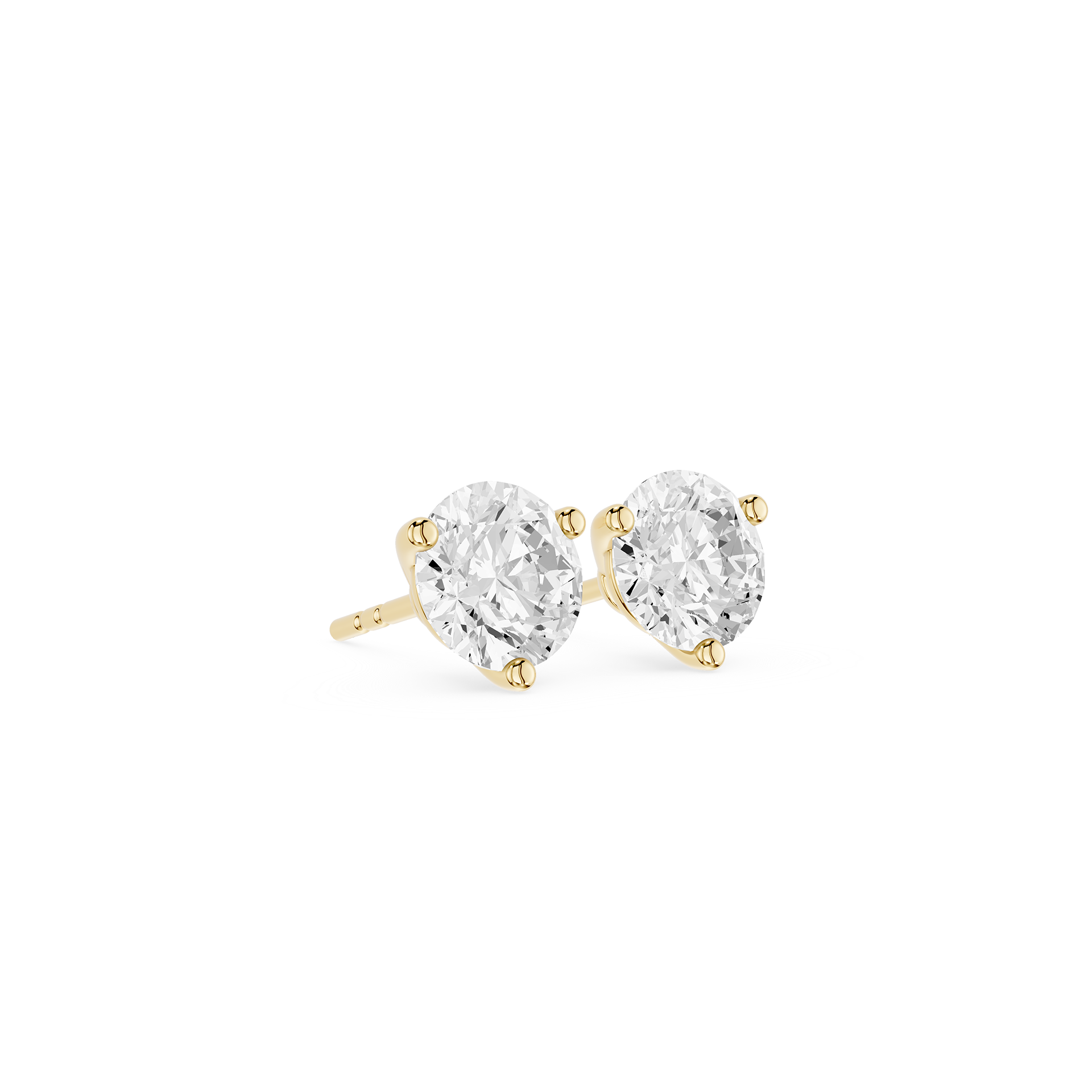 Pair of diamond stud earrings on a white background
