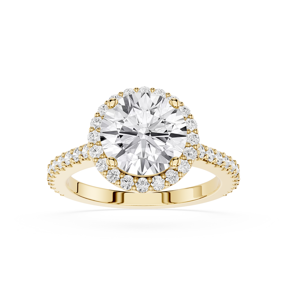Gold ring Round Cut Lab Grown Diamond Petite Halo Engagement Ring