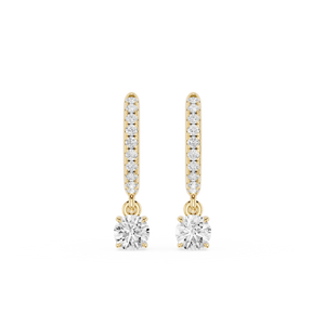 Round Cut Lab Grown Diamond Solitaire Huggie Drop Earrings