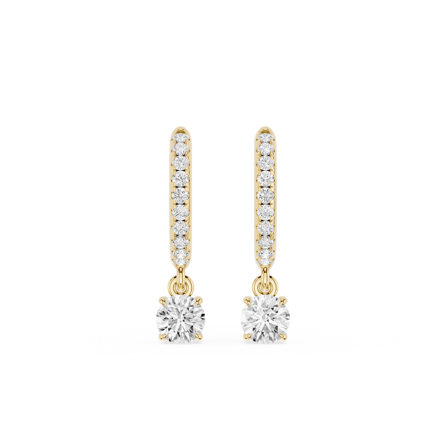 Round Cut Lab Grown Diamond Solitaire Huggie Drop Earrings