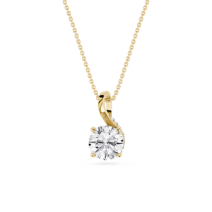 Pendentif solitaire en diamant de laboratoire taille brillant avec bélière torsadée