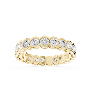 Round Lab Grown Diamond Scalloped Bezel Eternity Wedding Band