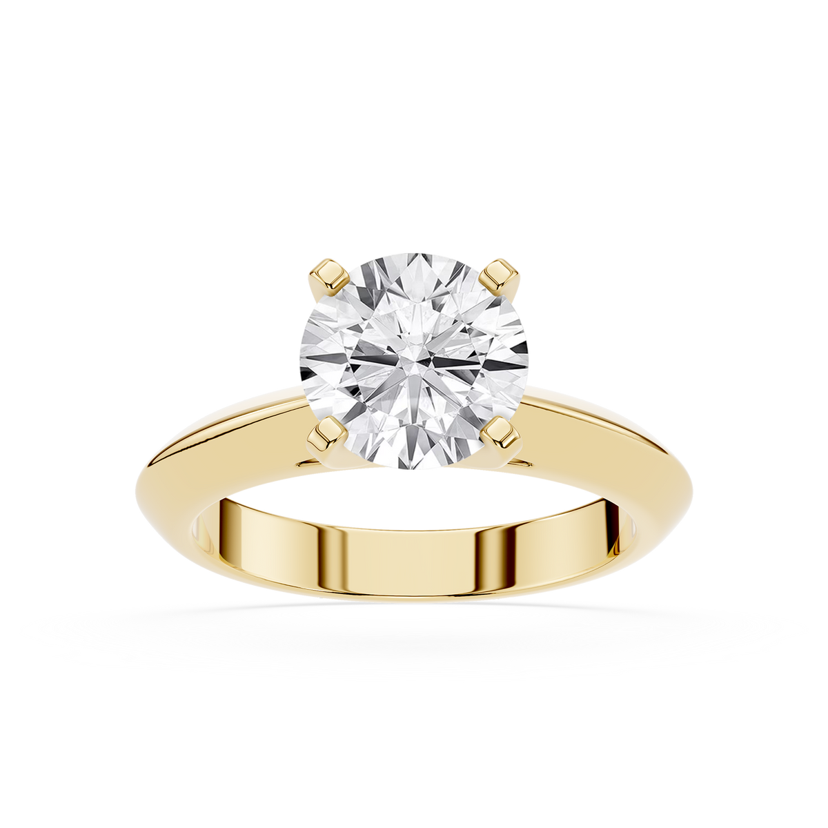 Yellow Gold Classic Round Solitaire Lab Grown Diamond Engagement Ring
