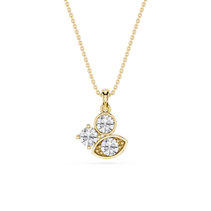Triple Round Cut Lab Grown Diamond Eye Cluster Charm Pendant