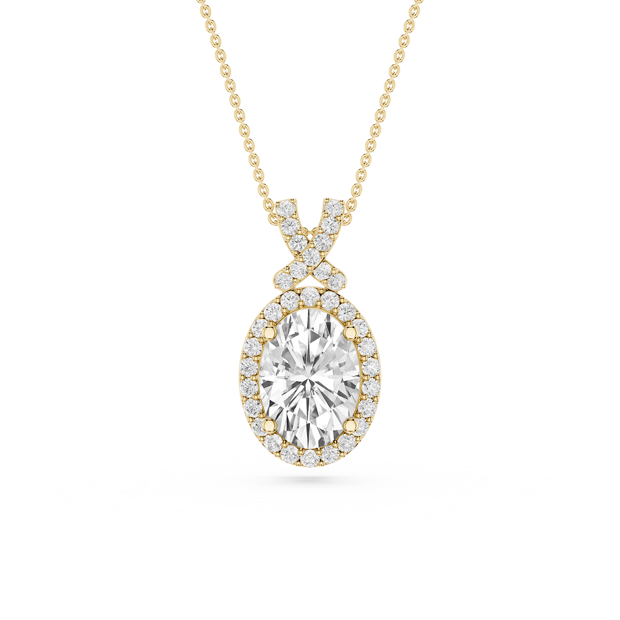 Vintage Style Oval Cut Lab Grown Diamond Halo Pendant