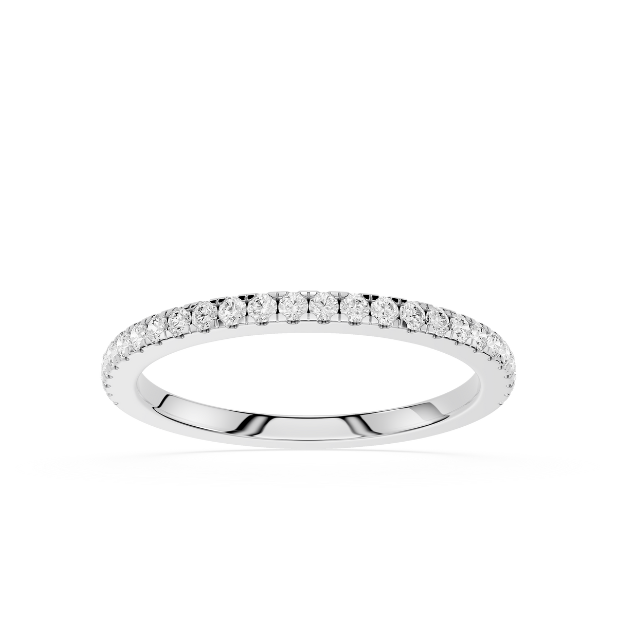 Round cut lab grown diamond half eternity band in White gold