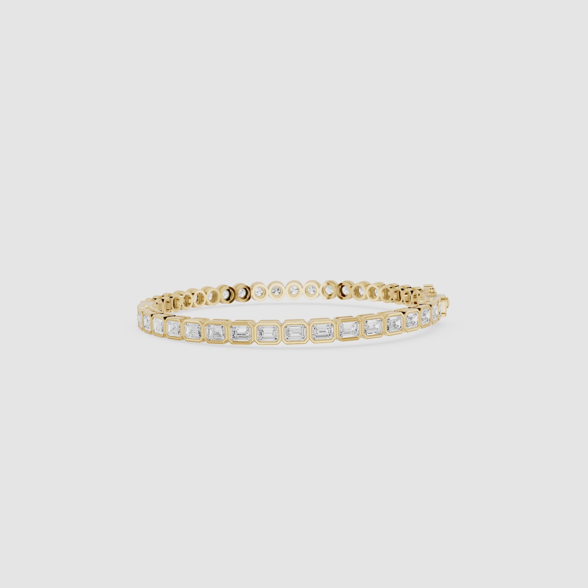 Lab Grown Emerald Cut Bezel Diamond Tennis Bracelet