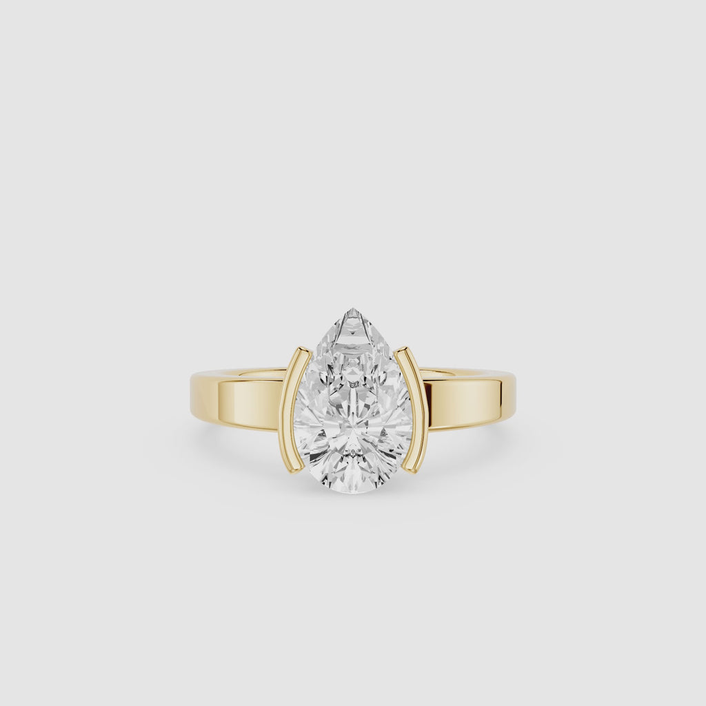 Pear Lab Grown Diamond Bezel Engagement Ring