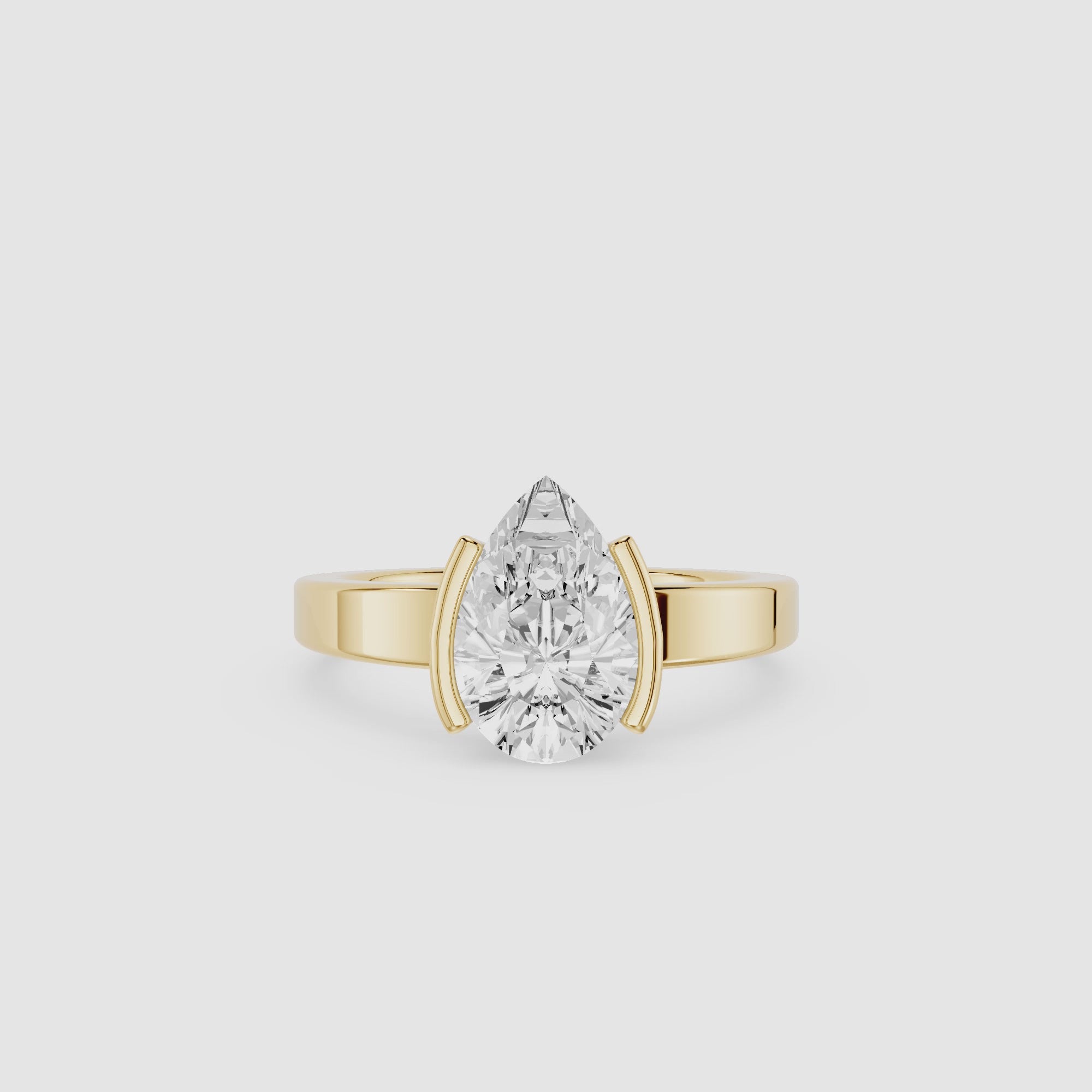 Pear Lab Grown Diamond Bezel Engagement Ring