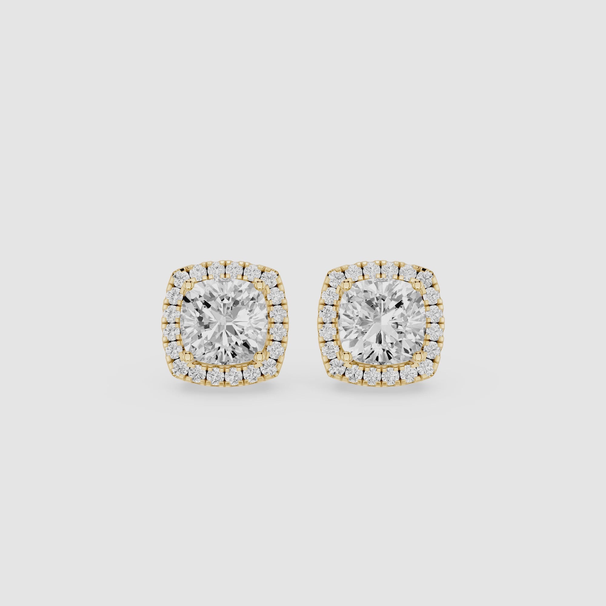Cushion Cut Lab Diamond Halo Stud Earrings