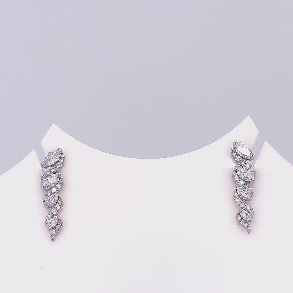 1 Carat Lab Grown Marquise Cut Diamond Climber Earrings