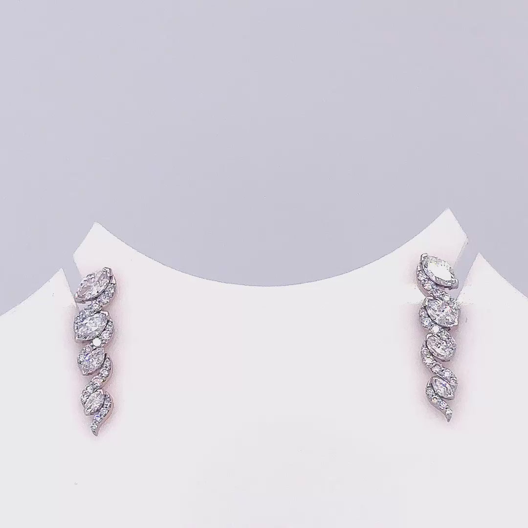 1 Carat Lab Grown Marquise Cut Diamond Climber Earrings