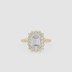 Emerald Cut Lab Grown Diamond Halo Engagement Ring
