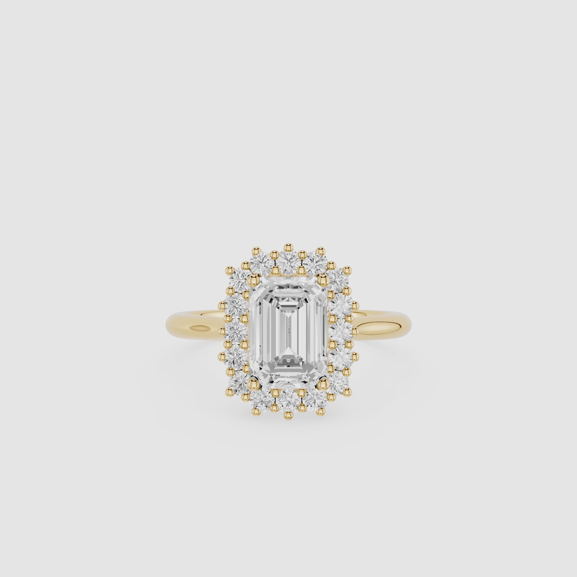 Emerald Cut Lab Grown Diamond Halo Engagement Ring