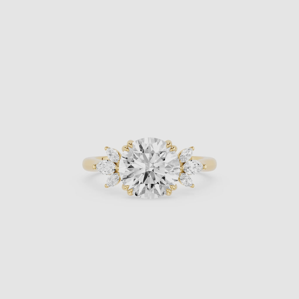 Round Cut Lab Grown Diamond Floral Engagement Ring