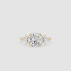 Round Cut Lab Grown Diamond Floral Engagement Ring