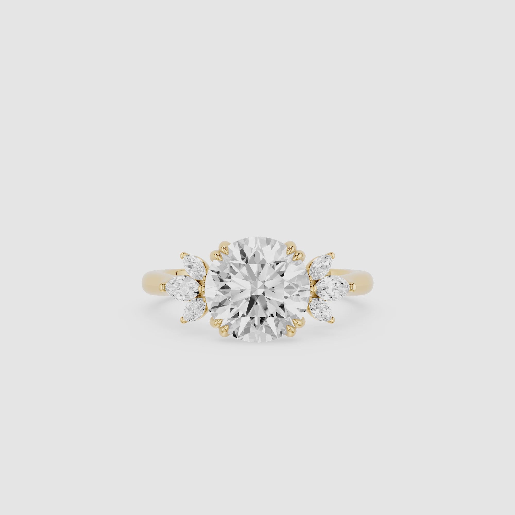 Round Cut Lab Grown Diamond Floral Engagement Ring