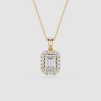 Emerald Cut Halo Lab Grown Diamond Pendant