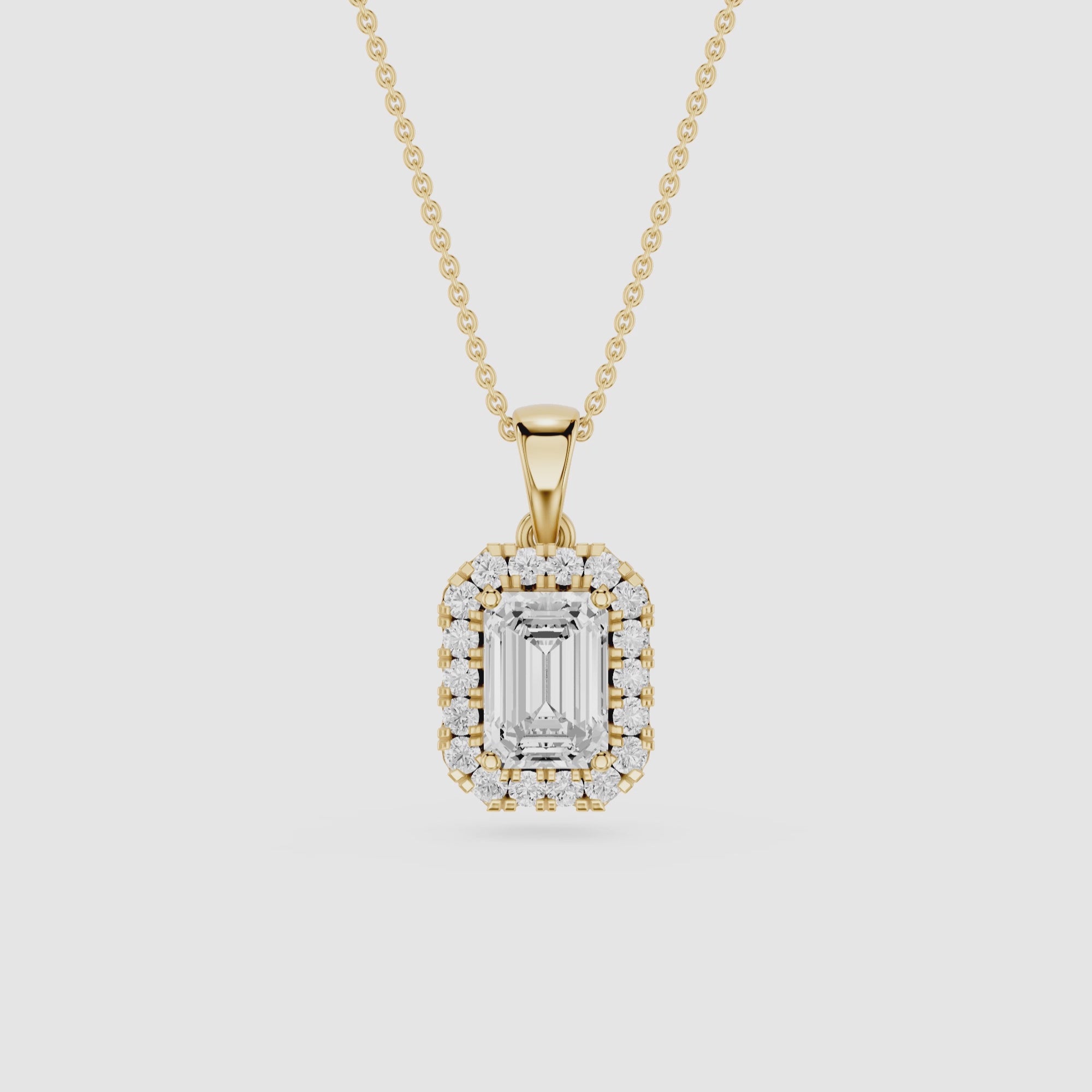 Emerald Cut Halo Lab Grown Diamond Pendant