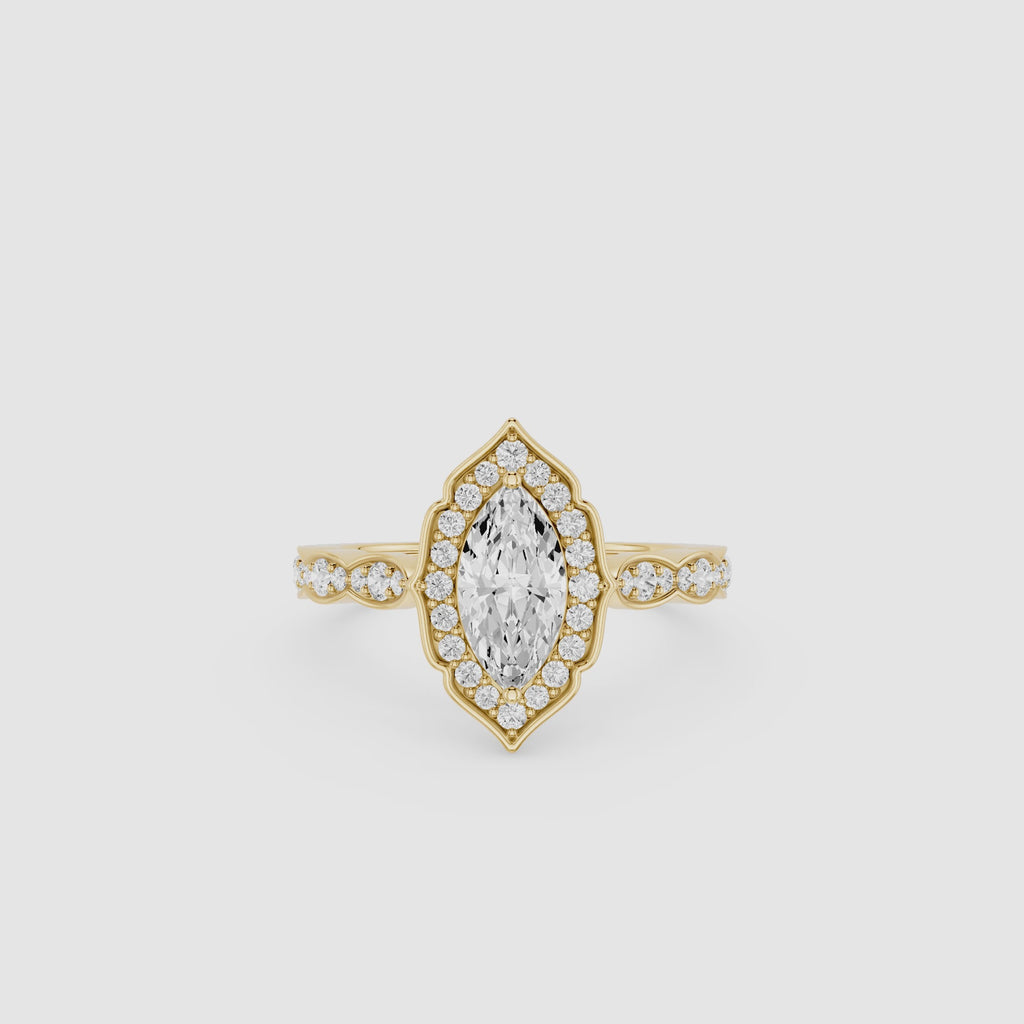 Marquise Halo Lab Diamond Engagement Ring