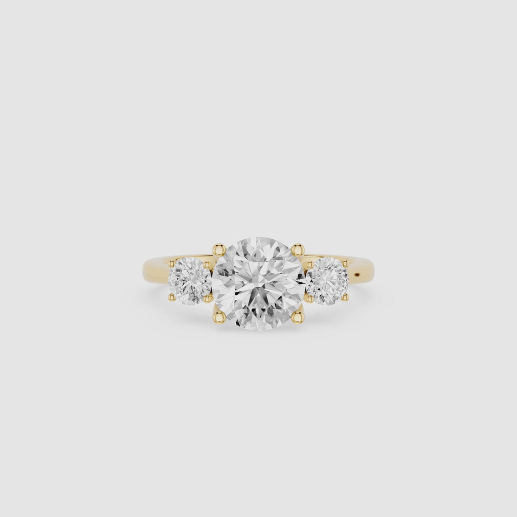 Round Three Stone Lab Grown Diamond Engagement Ring