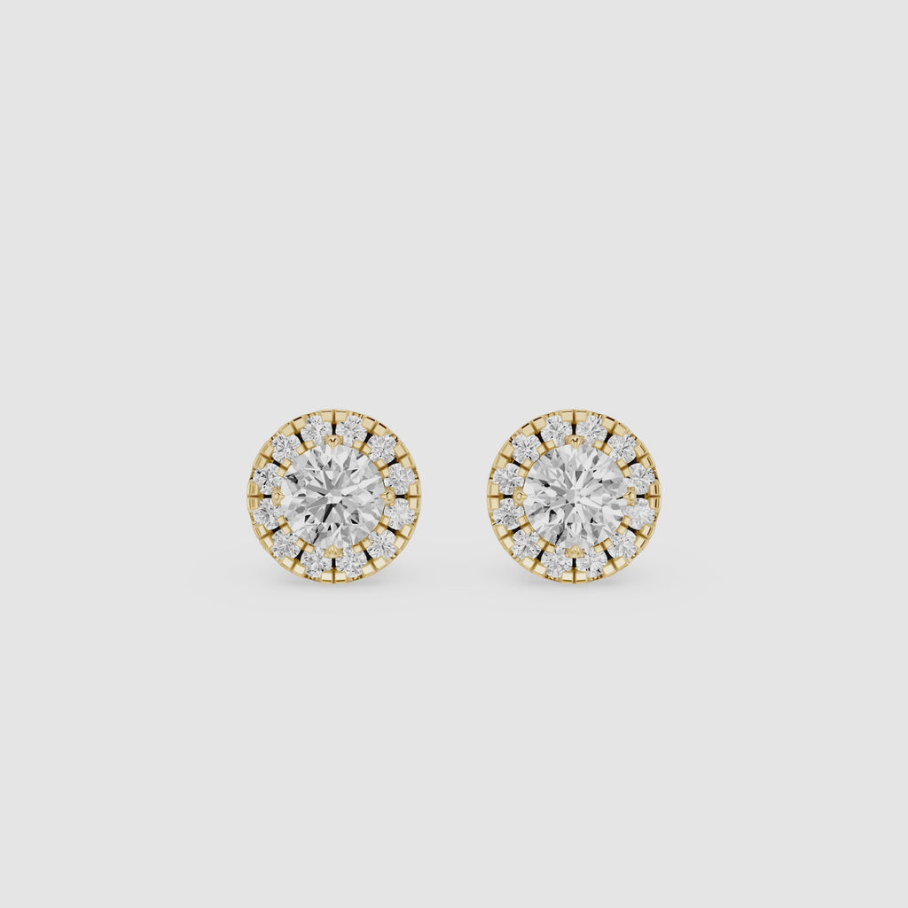 Round Lab Diamond Halo Stud Earrings