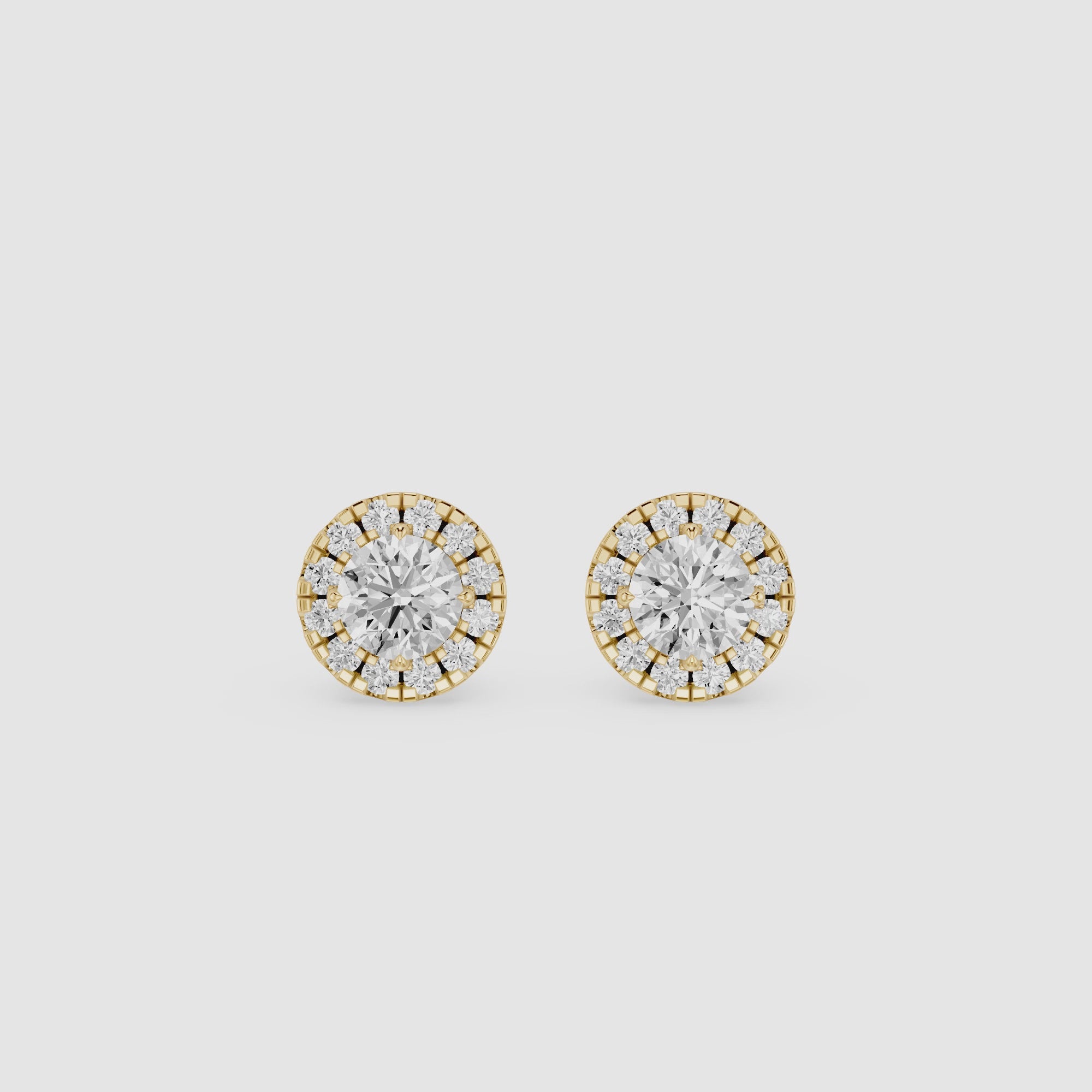 Round Lab Diamond Halo Stud Earrings
