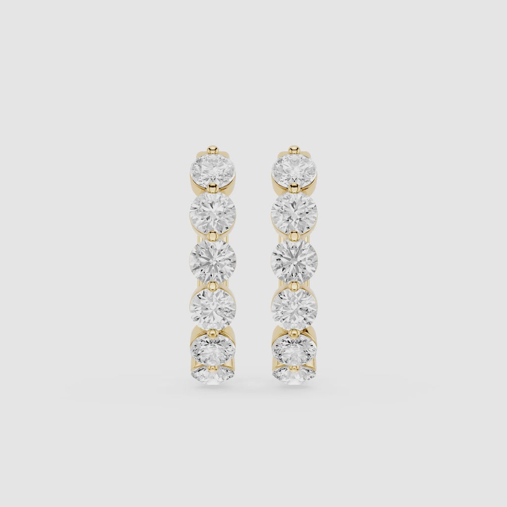 Graduated Round Lab Grown Diamond Hoop Earrings for Women