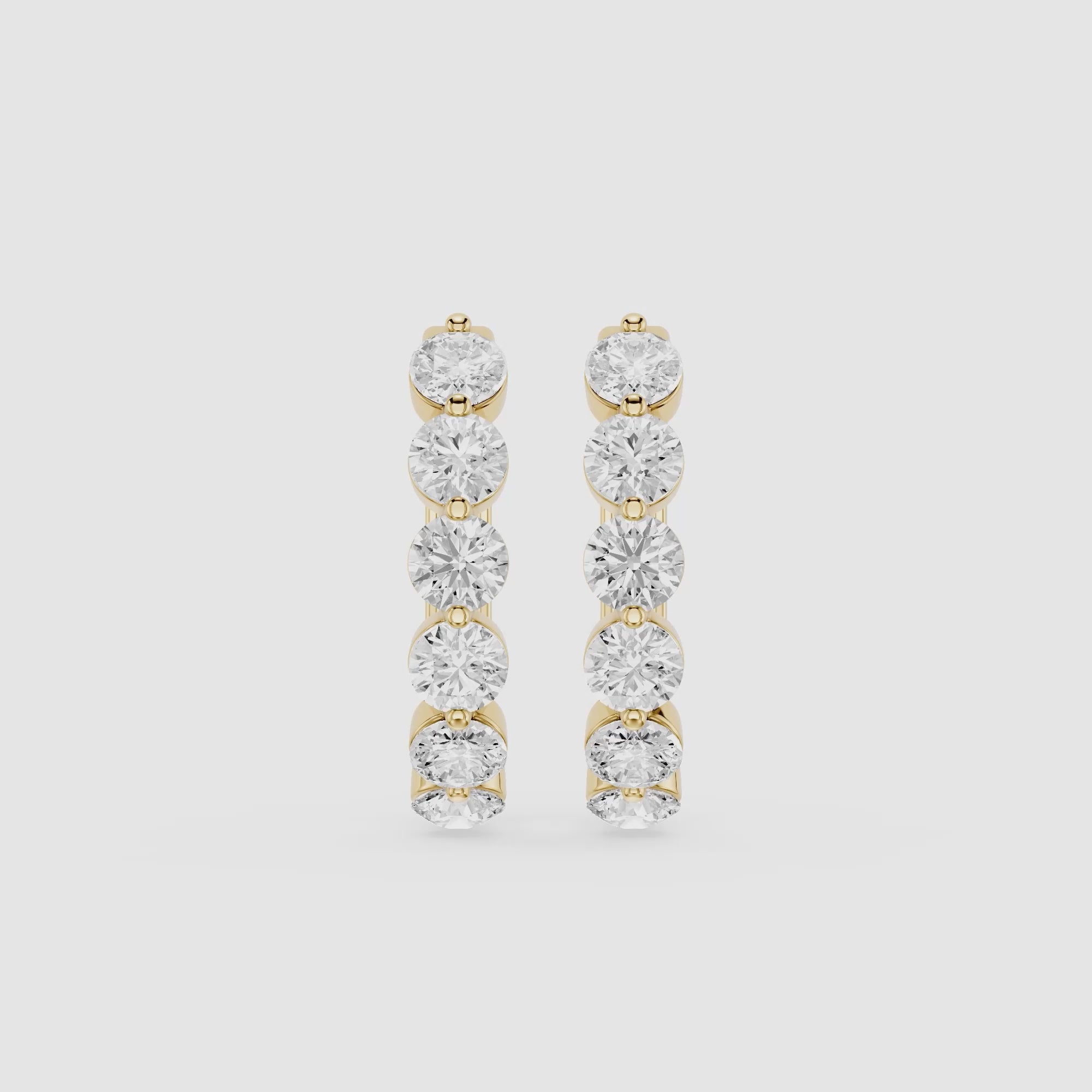 Graduated Round Lab Grown Diamond Hoop Earrings for Women