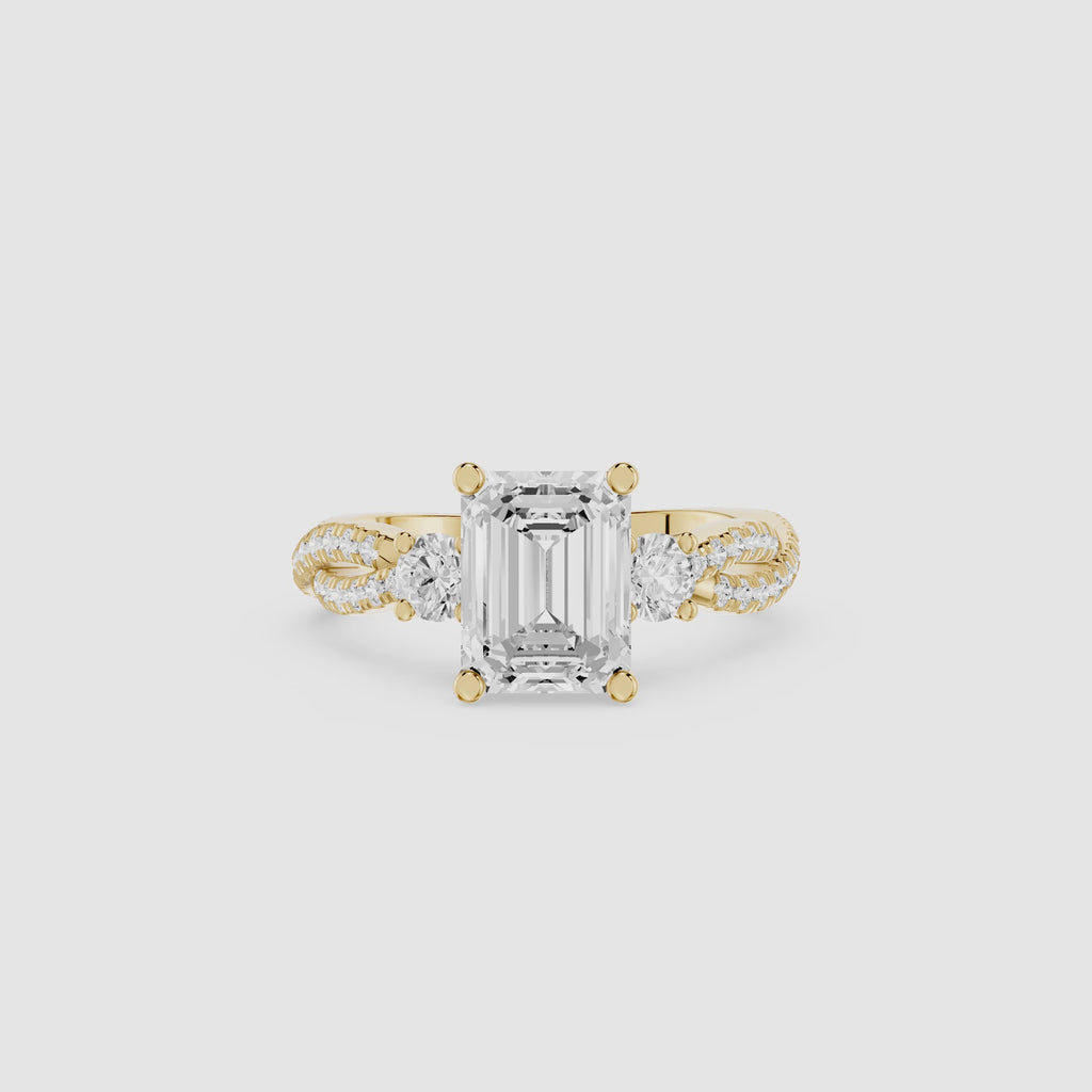 Emerald Cut Three Stone Lab Grown Diamond Ring
