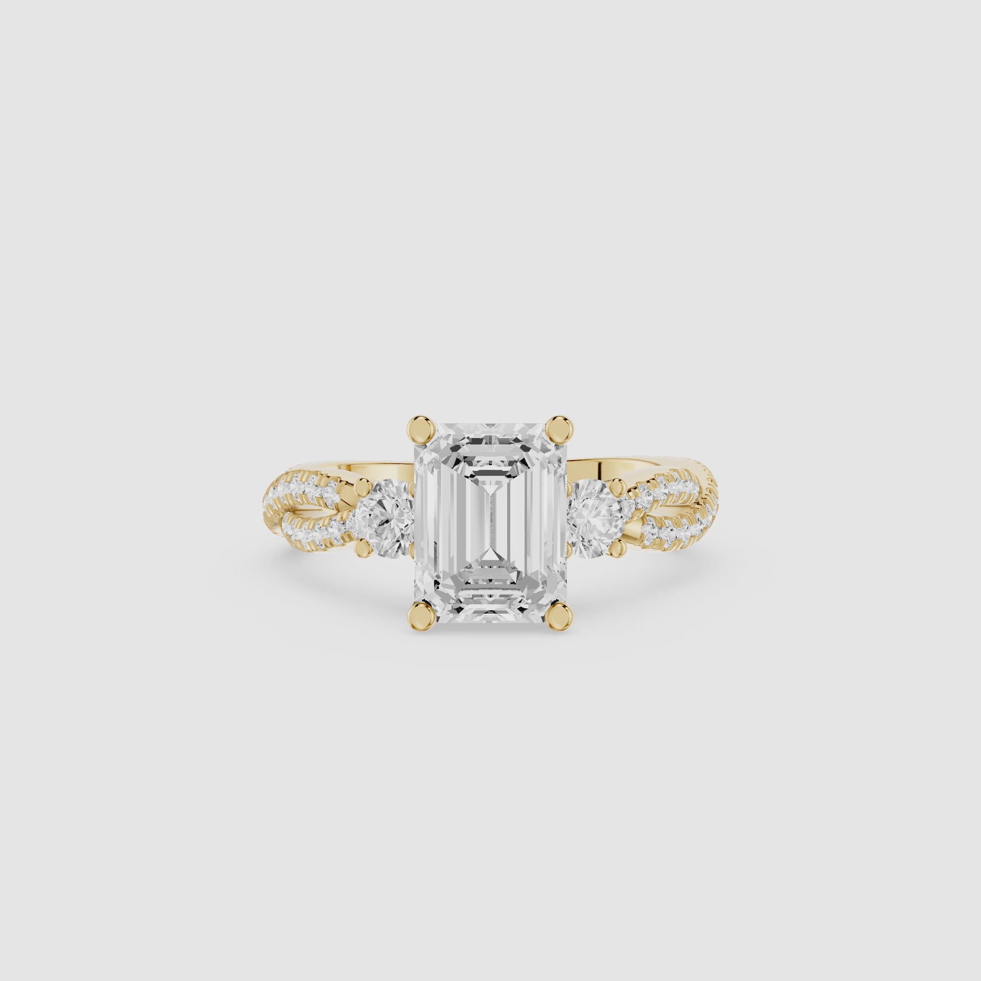 Emerald Cut Three Stone Lab Grown Diamond Ring