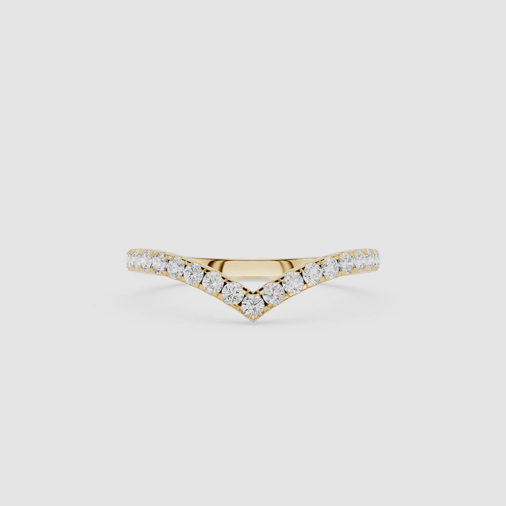 V Shaped Chevron Stackable Diamond Wedding Band