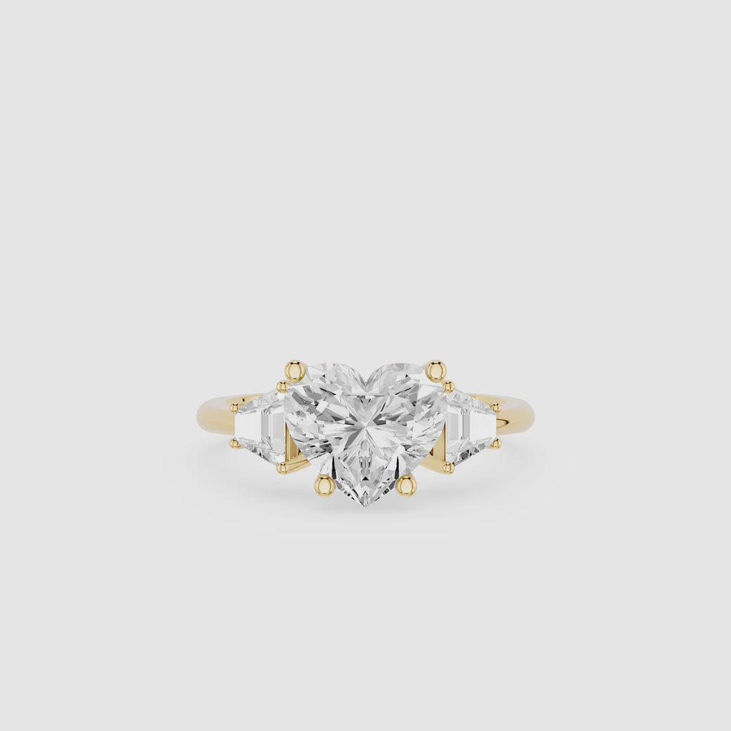 Heart Cut Lab Grown Diamond Three Stone Ring