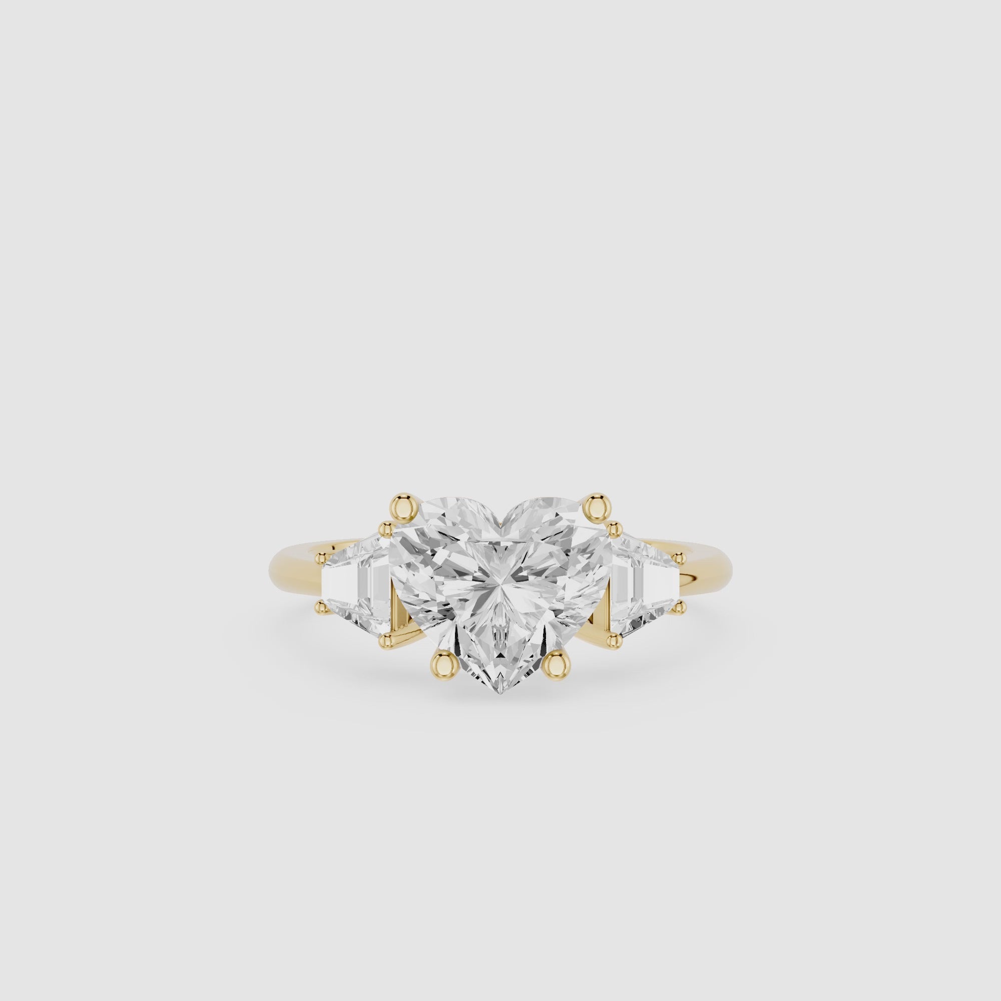 Heart Cut Lab Grown Diamond Three Stone Ring