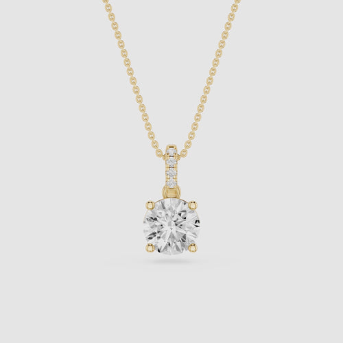 1 Ct Round Cut Lab Grown Diamond Hidden Halo Solitaire Pendant